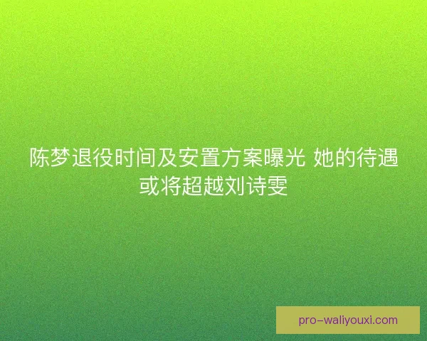 陈梦退役时间及安置方案曝光 她的待遇或将超越刘诗雯