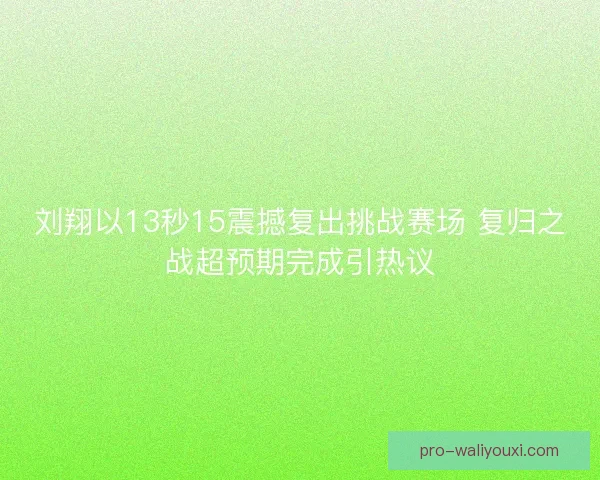 刘翔以13秒15震撼复出挑战赛场 复归之战超预期完成引热议